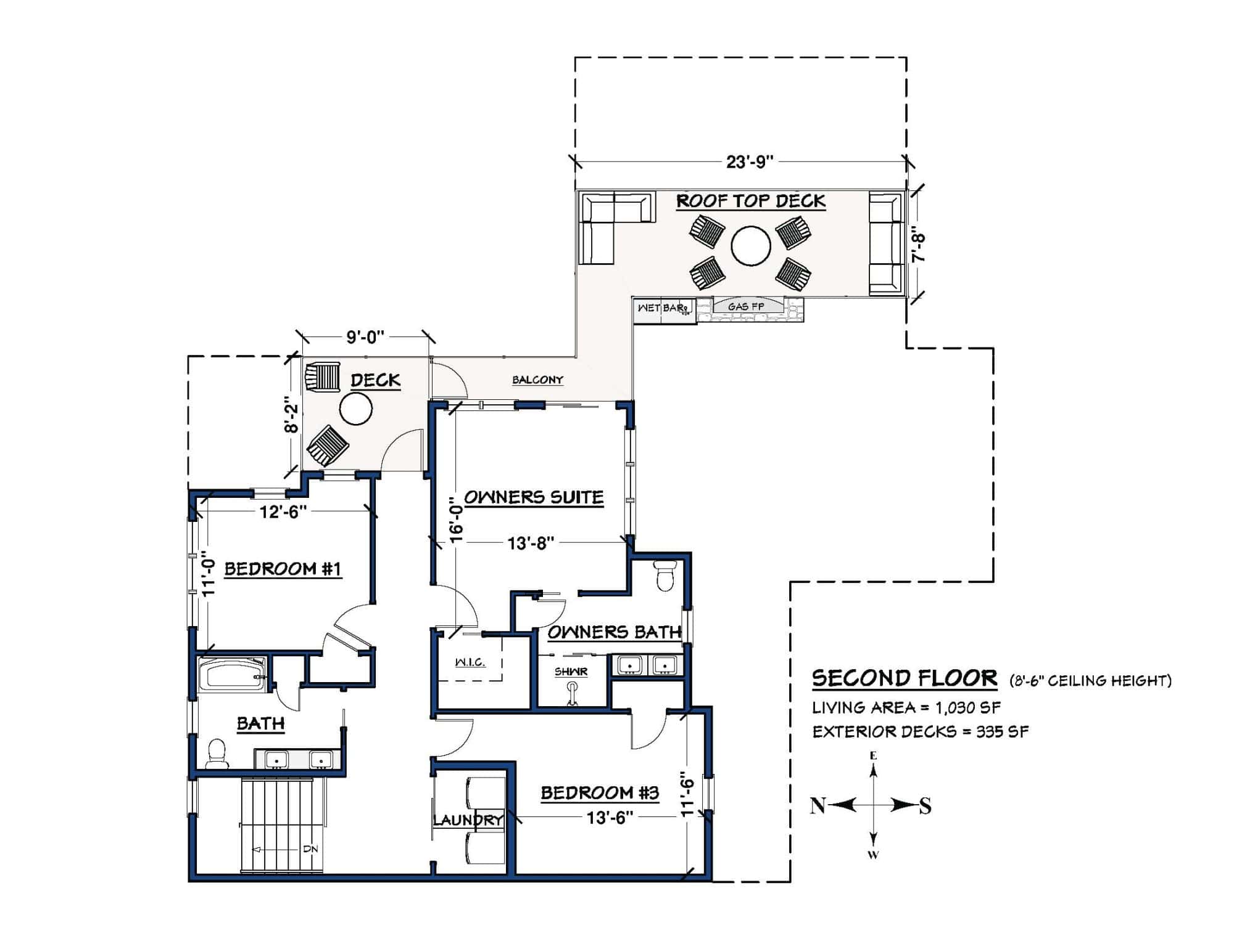 architectural drawing of the second floor plan